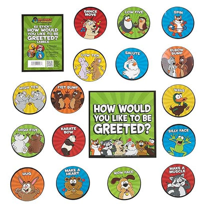 Really Good Stuff EZ Stick How Would You Like to Be Greeted? Labels - Motivational Encouragement Greeting Decals for Classroom - Teacher Supplies