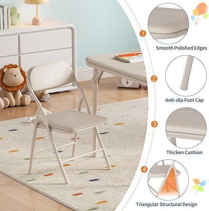 GarveeHome 5-Piece Kids Folding Table and Chairs Set, Toddlers Children's Activity Table and Chairs Set for Dining Room,Daycare,Classrooms