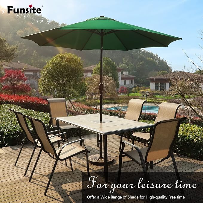 7.5Ft/9Ft Patio Umbrella, UV Protect Pool Umbrella with Heavy Duty Pole,Outdoor Umbrella with Push Botton Tilt & Crank