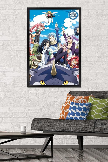 Trends International That Time I Got Reincarnated As A Slime - Group Wall Poster, 22.375" x 34", Black Framed Version
