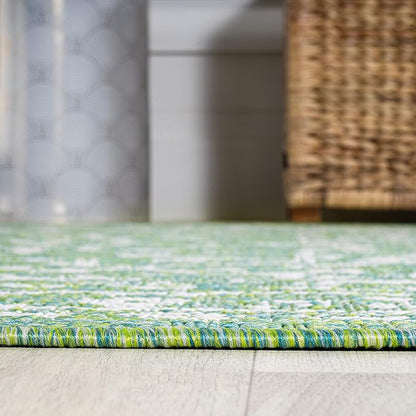 JONATHAN Y Boho Medallion Indoor Outdoor Runner Rug 2X8 Cream/Green, Malta Textured Weave for Backyard, Patio, Porch, Easy-Cleaning, High Traffic, Pet-Friendly, Non-Shedding (SMB104F-28)