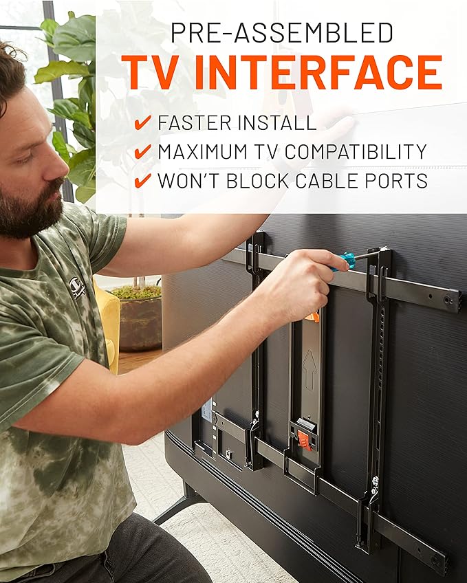 ECHOGEAR XL Full Motion TV Wall Mount - Universal Bracket for Big TVs Up to 90" - Smooth Articualtion Plus Easy 3 Step Install with Pre-Assembled TV Interface - Ideal for OLED & QLED TVs