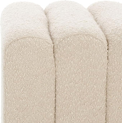SAFAVIEH Home Collection Joseph Beige Boucle Channel Tufted Square Ottoman Seat Foot Rest (Fully Assembled)