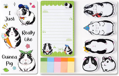 Xqumoi I Just Really Like Guinea Pig Sticky Notes Set - 550 Sheets - Cute Guinea Pig Self-Stick Notes Pads Animal Divider Tabs Bundle Writing Memo Pads Back to School Office Supplies Small Gift
