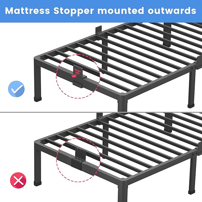 MAF 10 Inch King Metal Platform Bed Frame with Round Corner Legs, 3000 LBS Heavy Duty Steel Slats Support, Noise Free, No Box Spring Needed, Easy Assembly