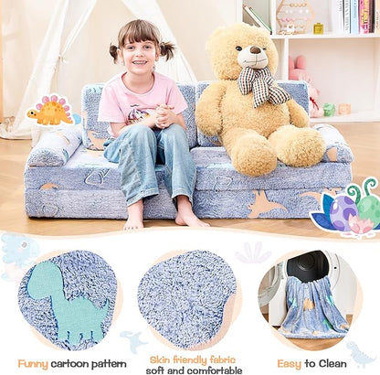 IFNOW Modular Kids Play Couch,Toddler Couch Kids Sofa,Child Sectional Sofa,Bedroom and Playroom Furniture for Toddlers,Convertible Foam and Floor Cushion for Boys and Girls,Glow in The Dark,Dinosaur