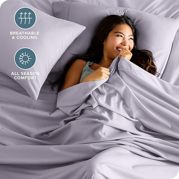 Bare Home Twin XL Sheet Set - 1800 Ultra-Soft Microfiber - Double Brushed - Deep Pockets - Easy Fit - 3 Piece Set - Bed Sheets (Twin XL, Light Lavender)