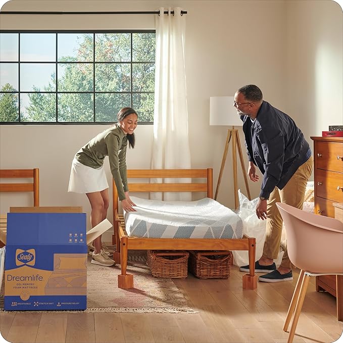 Sealy Dreamlife 6” Foam Mattress-in-a-Box, Twin, SealyComfort Gel Memory Foam, Surface-Guard Technology, Breathable Comfort