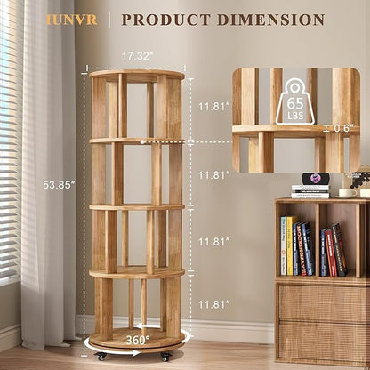 4-Tier Rotating Bookshelf, 360° Spinning Stackable Bookcase, Freestanding Bookshelf for Home Office Study Room Bedroom Living Room