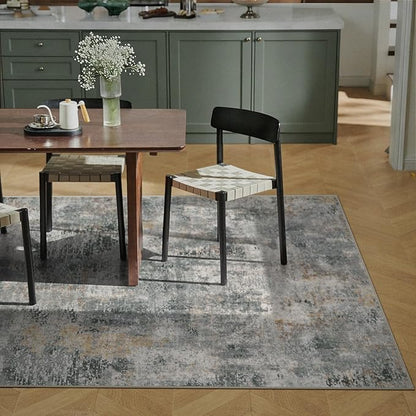 Lahome Modern Abstract Area Rug 6x9 Rugs for Living Room, Washable Accent Bedroom Rug Low Pile Non Slip, Grey Soft Indoor Contemporary Carpet for Dining Room Table Apartment