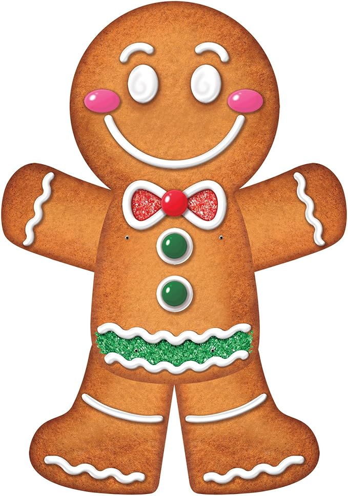 Beistle Jointed Gingerbread Man, 3’- Christmas Wall Decorations, Unique Gingerbread House Décor for Holiday Parties, Winter Wonderland Seasonal Accent for Homes and Classrooms