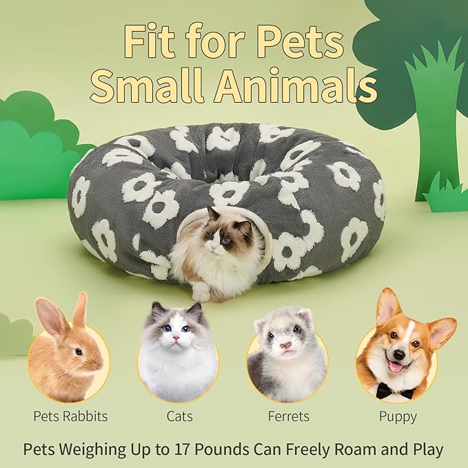 Pesen Cat Tunnel Bed with Soft Cushion, Cat Toys for Indoor Cats Enhance Bonding Between Pets and Owners, Encourage Exploration, and Satisfy Natural Instincts for Kittens, Dogs, and Rabbits