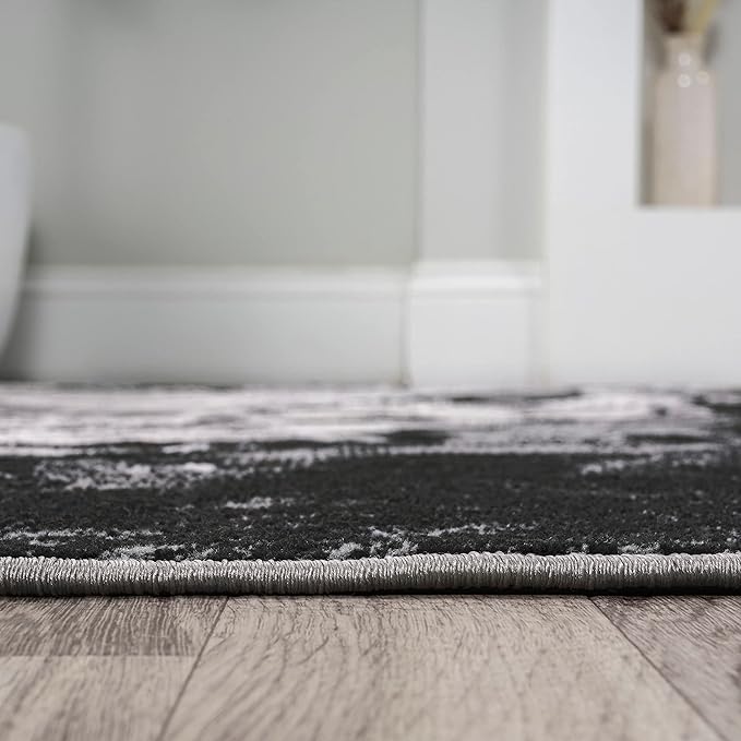 JONATHAN Y Swirl Marbled Black/Ivory Runner Rug 2X8 ft, Abstract for Living Room, Bedroom, Kitchen, Office, Easy-Cleaning, High Traffic, Pet-Friendly, Non-Shedding SOR203E-28
