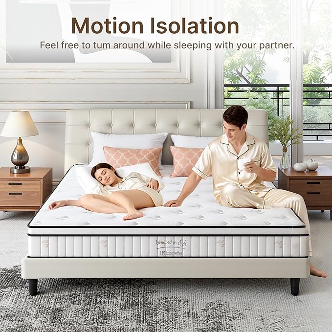 King Size Mattress, 12 Inch Medium Firm Foam Hybrid Mattress with Individual Pocket Springs for Motion Isolation & Edge Support, Mattress in A Box CertiPUR-US Certified