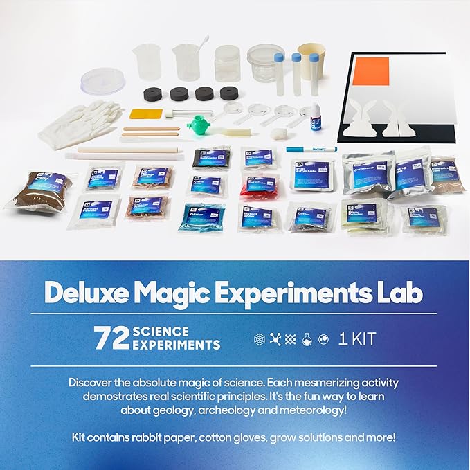 Discovery™ Magic Science Lab – 72 STEM Experiments for Kids| Reactions, Illusions, Crystals, Slime & Light Tricks| DIY Chemistry Project Kit| Educational Learning Toy| Physics Activity Set Ages 8+