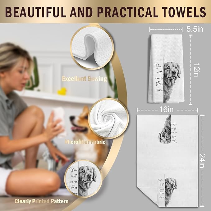 Funny Golden Retriever Accessories Gifts Hand Towels for Bathroom Decor, You Will Never Pee Alone Funny Dog Bathroom Hand Towels, 16x24 Inches