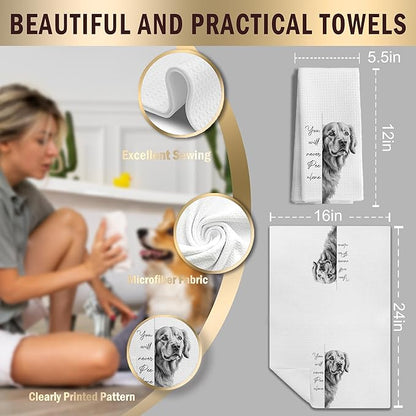 Funny Golden Retriever Accessories Gifts Hand Towels for Bathroom Decor, You Will Never Pee Alone Funny Dog Bathroom Hand Towels, 16x24 Inches