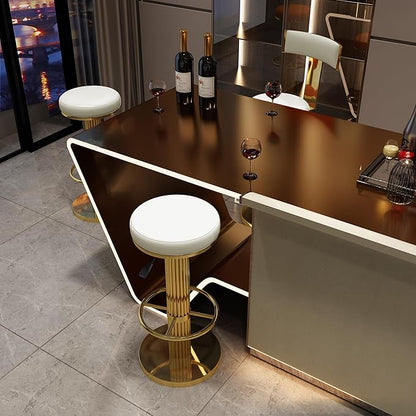 FUNROLUX Bar Stools Counter Height Bar Stools Modern Adjustable Swivel Counter Height Chairs Backless Counter Stools with Metal Legs for Kitchen Island Dining Room (White)