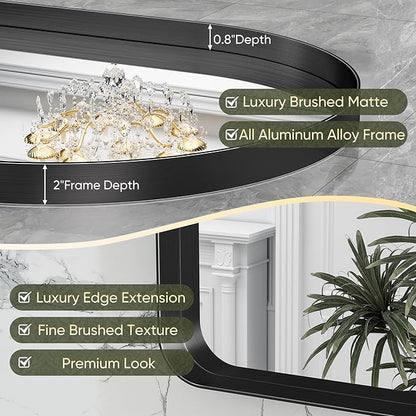 Suidia 2-Pack 22" x 30" Bathroom Mirror, Bathroom Vanity Mirror Metal Framed, Wall-Mounted Mirrors for Bedroom, Living Room, Entryway, Hallway, Black, Arch Style