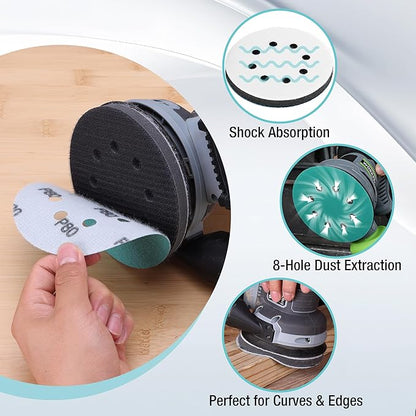 WORKPRO 150-piece 5 Inch Sanding Discs Set and 3 Foam Buffer Pads & 3 Grit Sandpaper