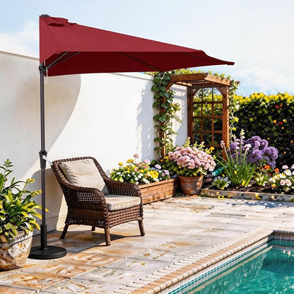 ABCCANOPY Patio Umbrella 11FT - Outdoor Half Umbrellas for Patio, Backyard, Garden, Deck (Wine Red)
