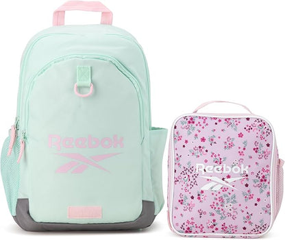 Reebok Girls and Boys Backpack - 2-in-1 Coordinated School Backpack for Girls and Boys with Detachable Lunch Box for Kids, Aqua