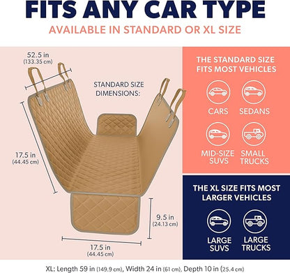 Active Pets Beige XL Dog Car Hammock Back Seat Cover, Waterproof Backseat Cover Protector for Truck Bench Rear of Sedans or SUVs, Essential Pet Supplies Vacuum or Wipe Clean, Machine Washable