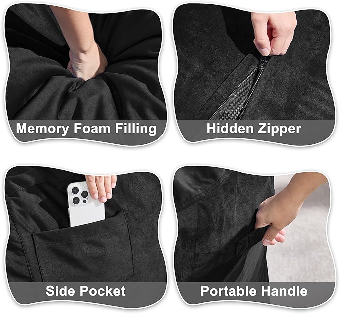 Hobestluk 5FT Bean Bag Chair Giant Bean Bag Chairs for Adults Large Bean Chairs with Removable Cover, Beanbag Chair with Filler, Adult Bean Bag Chairs for Living Room, Bedroom