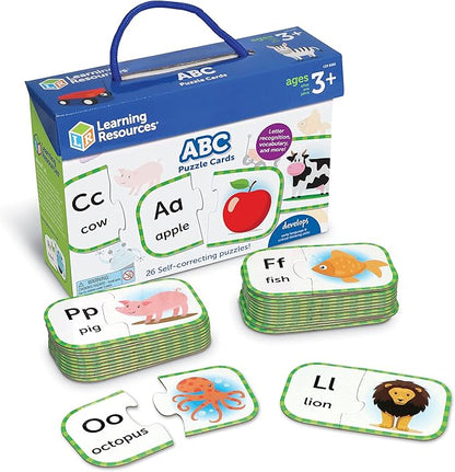 Learning Resources ABC Puzzle Cards, Kindergarten Readiness, Self Correcting Puzzles, Alphabet Learning Games, Puzzles for Toddlers, Ages 3+