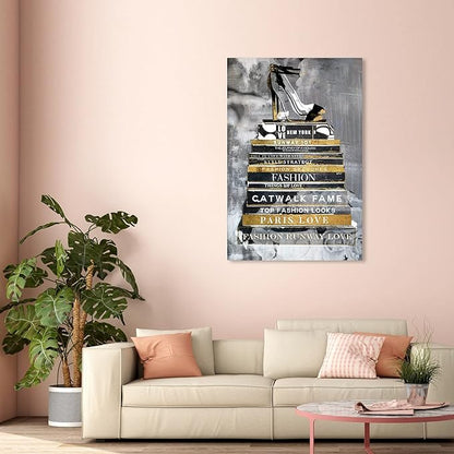 The Oliver Gal Artist Co. Fashion and Glam Wall Art Canvas Prints 'Fashion Thoughts Noir Classic' Shoes
