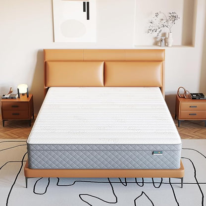 Firm Queen Mattress, 12 Inch Queen Bed Mattress in a Box，Cooling-Gel Memory Foam&Pocket Spring Hybrid, CertiPUR-US Certified, Firm