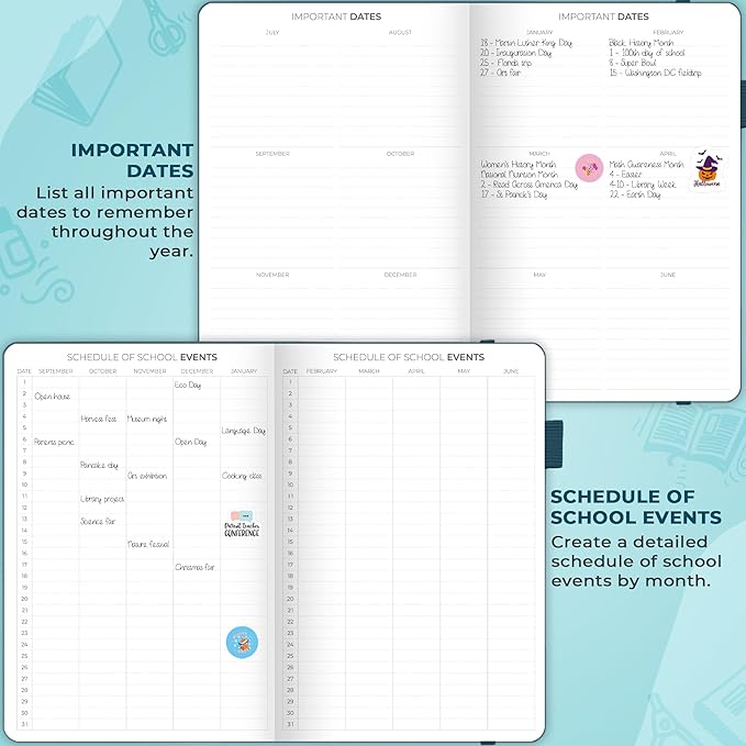 Clever Fox Teacher Planner – School Year Planner with Calendars & Lesson Plans – Teacher Plan Book for Classroom & Homeschool Organization - Undated, 7x10″, Hardcover (Dark Teal)