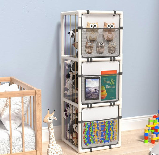 chinensis 2025 New Extra Large Stuffed Animal Storage Zoo-ABS Plushies Organizer with Colorful Bands and Limit Switches, Creative Display Shelf for Nursery, Playroom, Kid Room,Bedroom