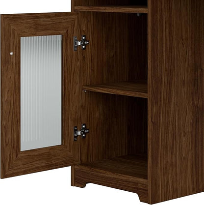 Bush Furniture Cabot L Shaped Computer Desk in Modern Walnut | Corner Table with Drawers for Home Office