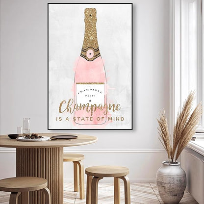 The Oliver Gal Artist Co. Drinks and Spirits Wall Art Framed Canvas Prints 'Champagne Mind Glitter' Champagne