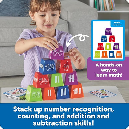 Learning Resources Number Stackers - Math Manipulatives, Addition and Subtraction Flash Cards, Counting Activities, Montessori, Fine Motor Skills, Problem Solving, Classroom Must Haves, Gifts for Kids