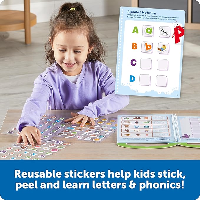 Learning Resources Skill Builders Smart Stickers Letters & Phonics, Alphabet Stickers, Reusable Sticker Book, Preschool Classroom Must Haves, Homeschool Supplies, Montessori Busy Book