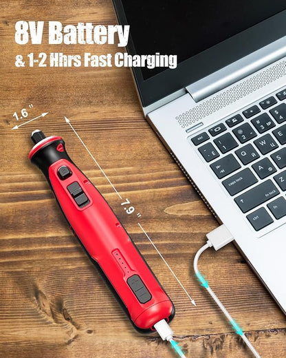 AVID POWER Cordless Rotary Tool 8V Rechargeable Grinding Tool for Dog Nail, 5 Speeds, 60 Pcs Accessories for Carving, Engraving, Sanding, Polishing and Cutting (Light Red)