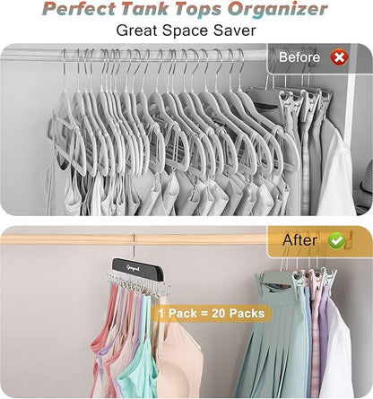 Bra Hanger for Closet, 1 Pack Tank Top Hanger w/20 Hooks Capacity Foldable Wood Space Saving Hangers, 360°Rotating Closet Organizers and Storage for Dorm & Apartment for Bra Scarf Ties(Black)