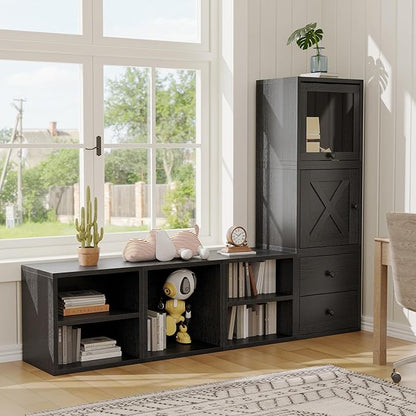FUSUNBAO DIY Cube Storage Organizer Stackable Cubes for Home Books Clothes Toy -Modular Cubby Storage System-Office Cubical-Bookcase Closet (Black, 1 Layer Cube)