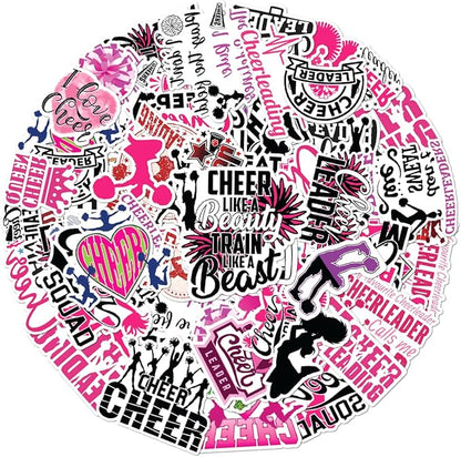 Cheerleading Motivational Quote Stickers Pack 50Pcs Vinyl Waterproof Sticker Set for Laptop Water Bottles Scrapbooking Notebooks Journals Girls Teens Cheer Squad