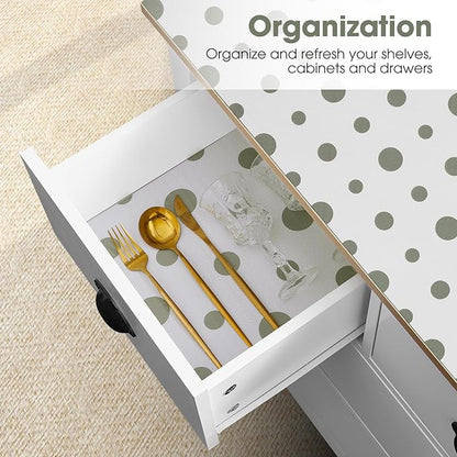 Beautysaid Shelf and Drawer Liner for Kitchen Cabinet, Non Adhesive Non Slip Shelf Paper Waterproof Washable Thickened for Dresser Pantry Shelve Bathroom Protector Liner(Polka Dot,23.6 in x 10 FT)