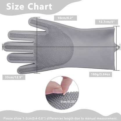 Pet Grooming Gloves—Heat Resistant Dog Washing Gloves with High-Density Teeth, Dog Bath Scrubber with Enhanced Five Finger Design, Silicone Gloves for Dogs and Cats Bathing, Massage (Gray)