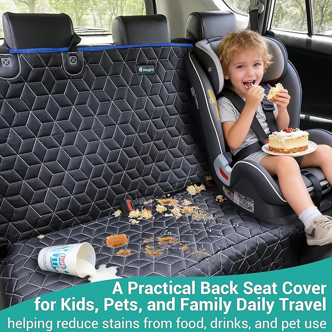 Back Seat Cover for Dogs, Washable Bench Seat Covers for Trucks,Dog Car Seat Covers for Ford f150/Ram1500/Nissan Frontier/Toyota Tacoma/GMC Canyon/Silverado (Blue)