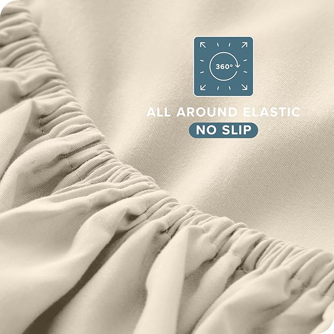 Bare Home California King Sheet Set - 1800 Ultra-Soft Microfiber Cal King Bed Sheets - Double Brushed - Deep Pockets - Easy Fit - 4 Piece Set - Bed Sheets (California King, Sand)