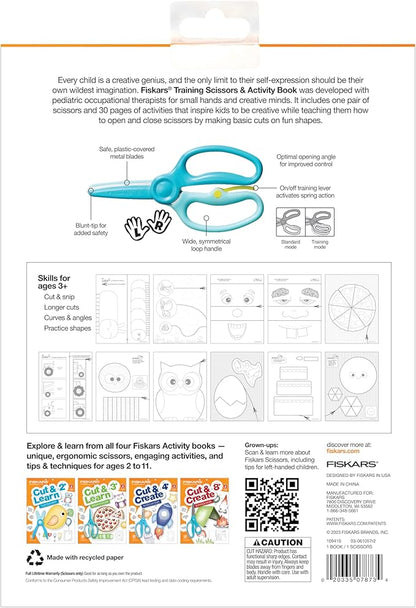 Fiskars Cut & Learn Kids Activity Book and Training Scissors - Gifts for Kids - Ages 3+