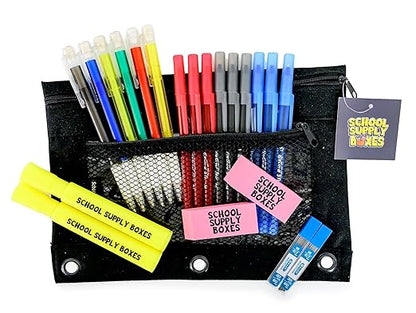 School Supply Boxes | STEM Class Case (4 Boxes) | Back to School Essentials Kit for Students & Teachers | Includes a Calculator, Graph Ruled Filler Paper, a Protractor, & More