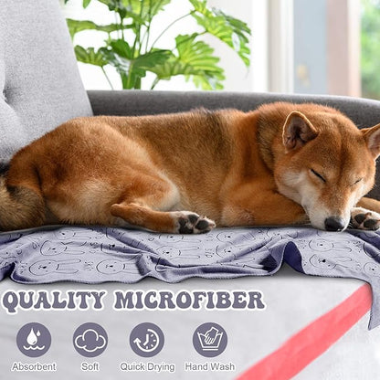 Peryiter 8 Pcs Dog Drying Towels Bulk 55'' x 28'' Pet Grooming Absorbent Microfiber Dog Bath Towels Quick Drying Puppy Bathing Towel for Small Medium Large Cats Pets Bathing Grooming(Grey)