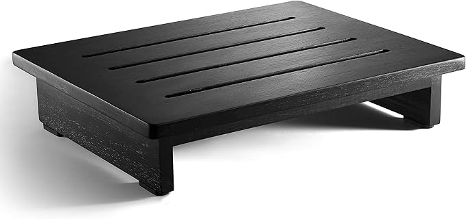 Holana 3.5" Wooden Step Stool for Adults (No Assemble Required)- 200 Lbs One Step Stools for High Bed Riser - Small Stepping Stool for Elderly, Seniors, Kid/Bathroom, Bed, Kitchen (Black)