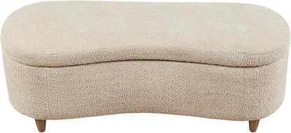 Bailey Boucle-Style Curved Storage Accent Bench